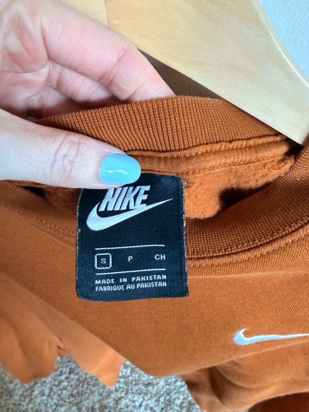 Nike Women's Cropped Phoenix Crewneck Sweatshirt - Rust Orange - Picture 3 of 3